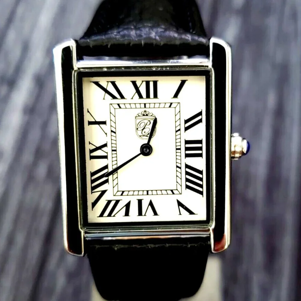 Pierre Lucerne 1888 Tank‎ Swiss Inspired Design Classic Mens Watch Black Band